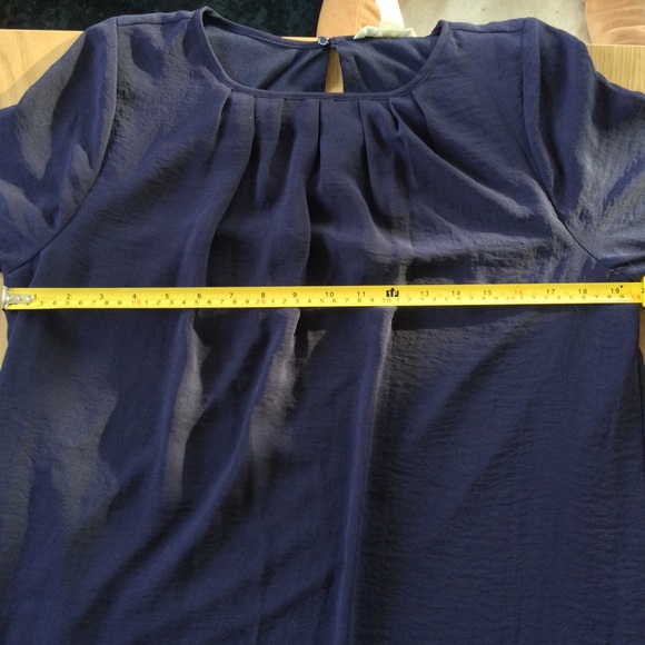 H&M Chiffon Shift Dress  Navy Blue Size 10 Lined Sheer Sleeves - Picture 14 of 14